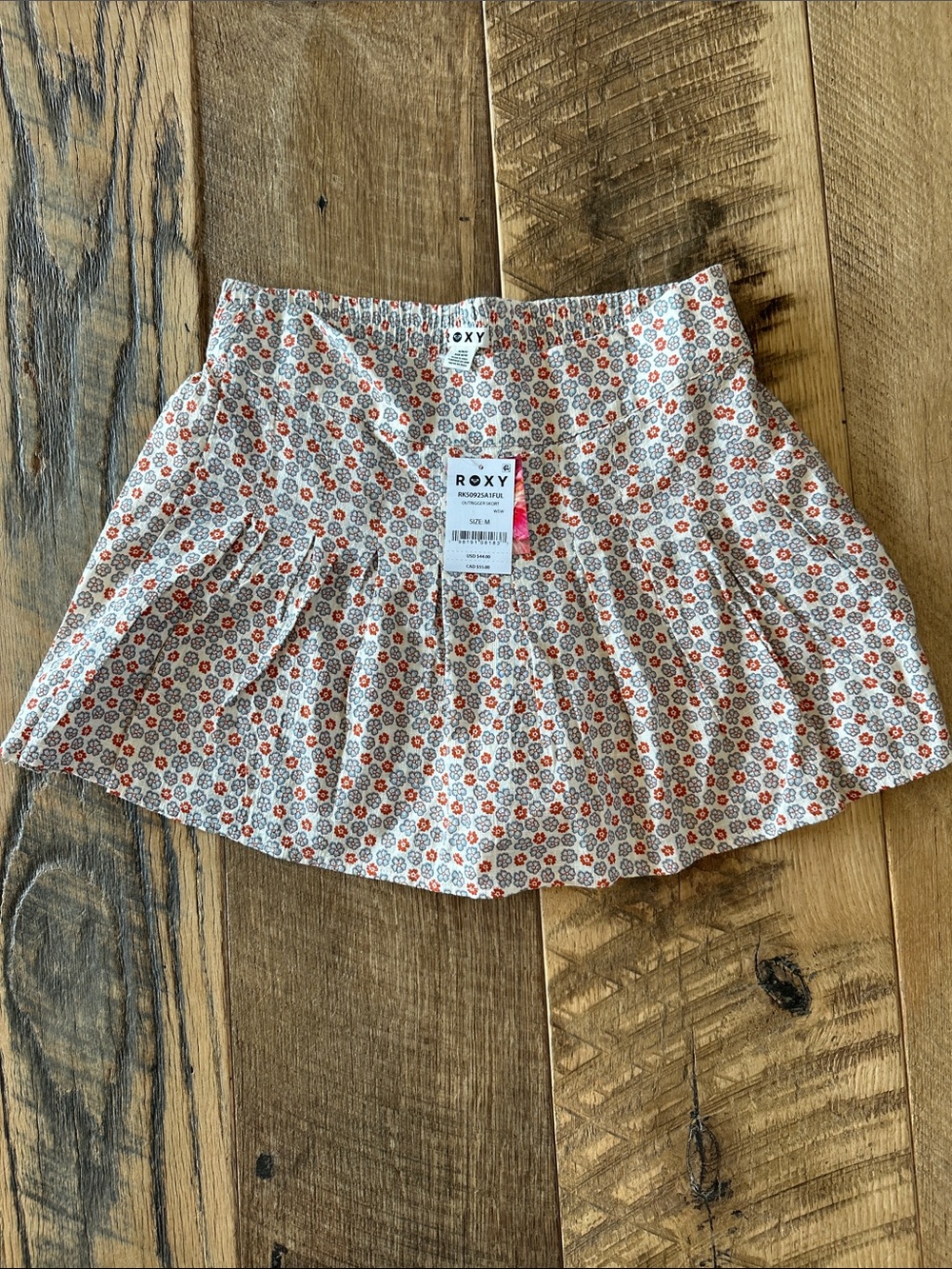 Roxy M Linen Floral Tiered Mini skort- Cream & Orange